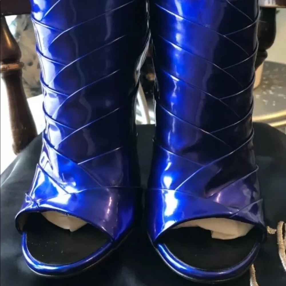 Giuseppe Zanotti Metallic Peep-toe Booties 39.5 - Picture 7 of 8